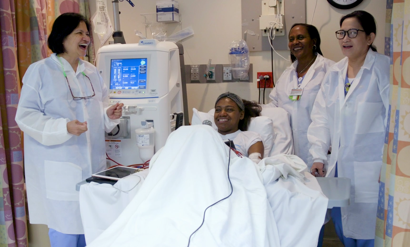 Francis at Nicklaus Children's Hospital receiving her dialysis treatment.