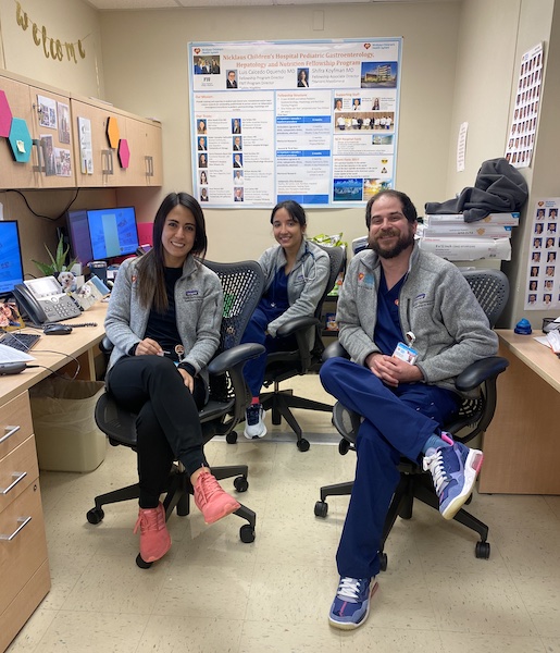 3 students in uniform at the clinical unit