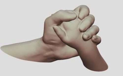 3D Model of a parent holding a child’s hand