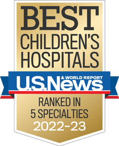 U.S. News & World Report Best Children's Hospitals 2022 badge.