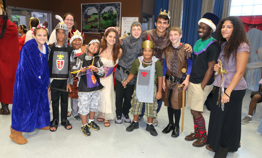 campers in costume during an activity.