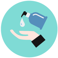 sanitizing hands icon.