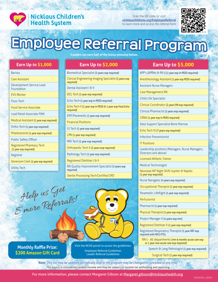 Employee Referral program positions