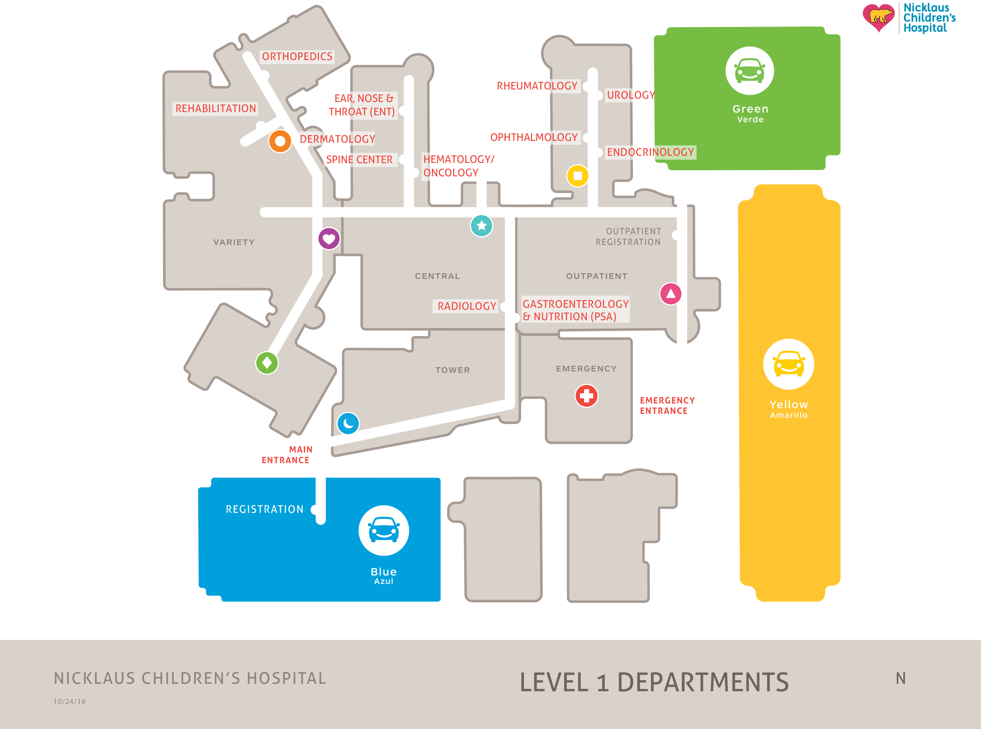 Mapa del nivel 1 - Nicklaus Children’s Hospital