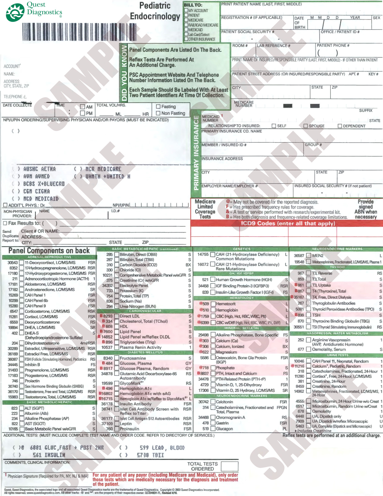 Printable Quest Lab Requisition Form Printable World Holiday