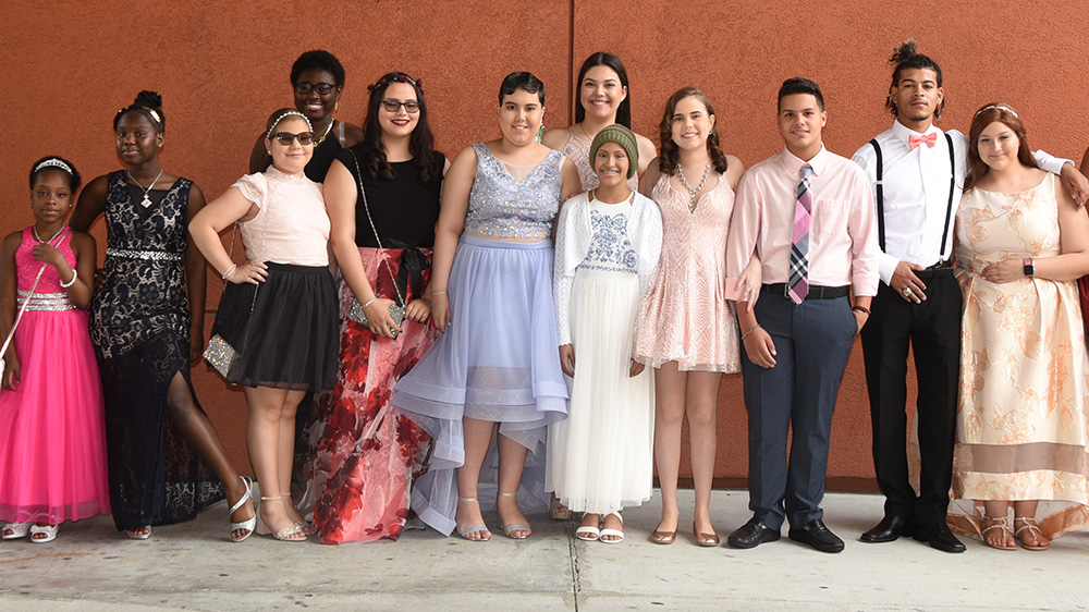 patients from the cancer center celebrating prom