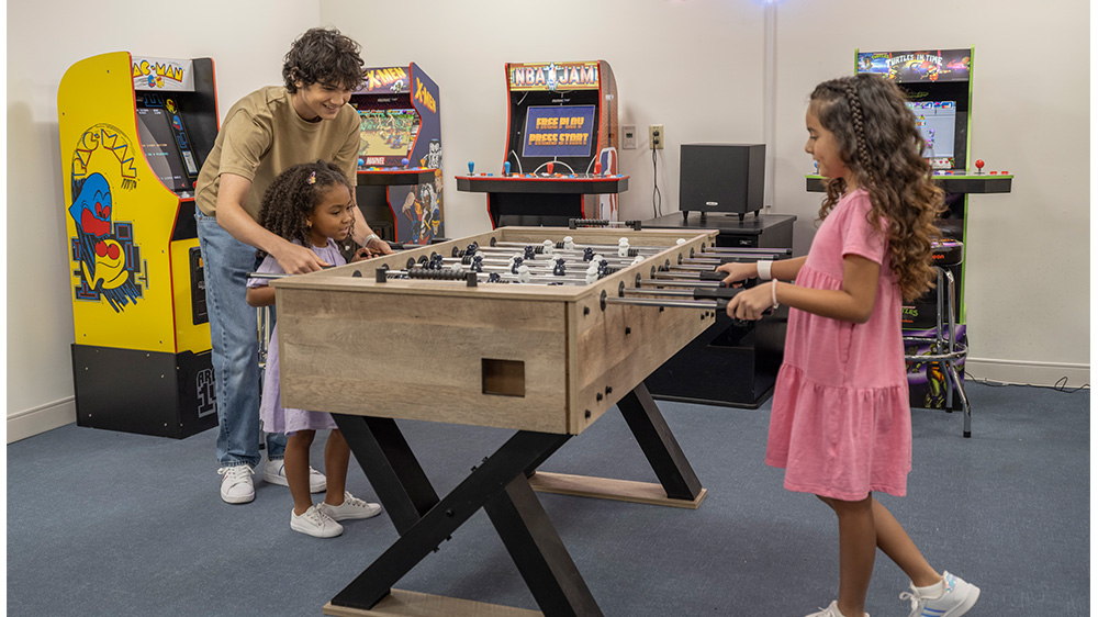 children playing in the center's arcade.