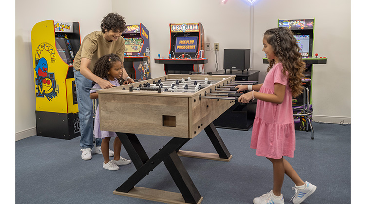 children playing in the center's arcade.