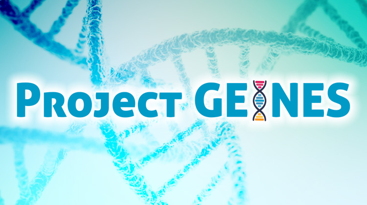 blue DNA helix and font logotype