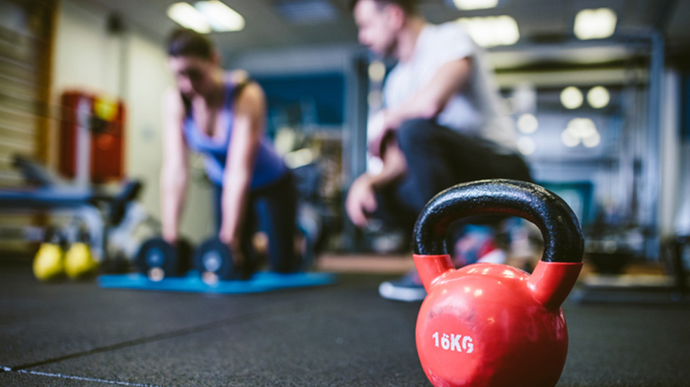 training at a gym