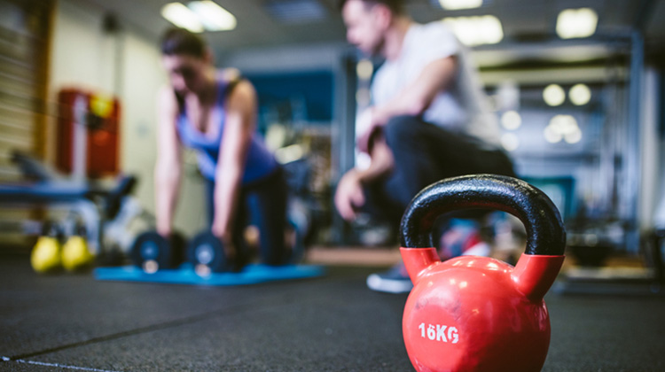 training at a gym