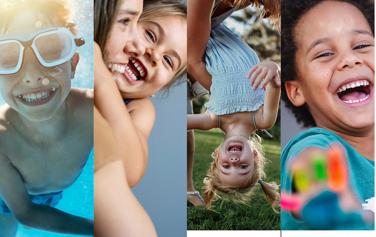 collage of children's photos smiling wide.