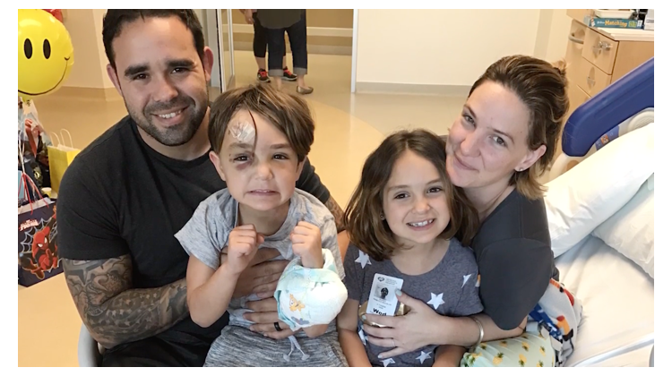 frankie and his family after his brain injury surgery
