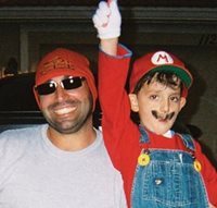 Marcos, wearing a Mario from Mario brothers game costume