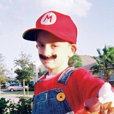 Marco wearing a Mario from Mario brothers game costume