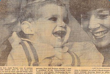 Newspaper clipping of Eric and his family.