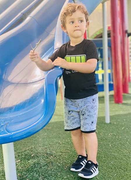 Leonardo playing outdoors