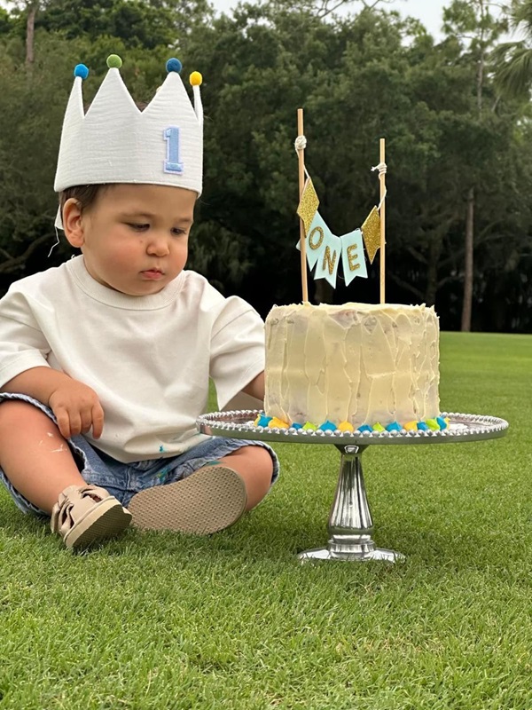 Sebastian celebrating first birthday