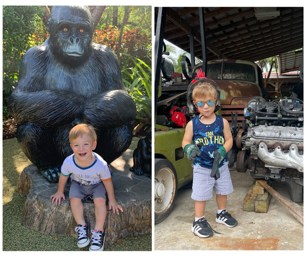 Jackson enjoying a dat at the zoo and some engine repair.