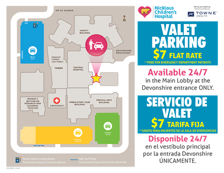 Ubicación del estacionamiento con servicio de valet en el mapa