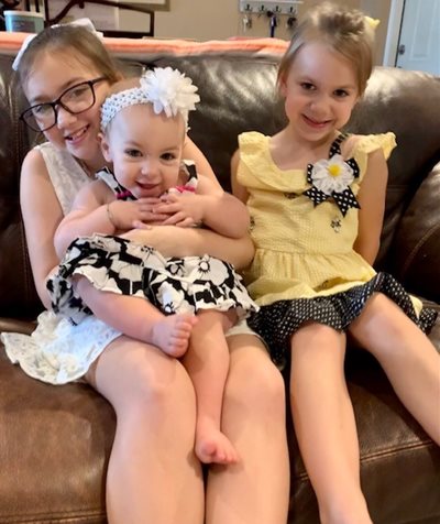 Bailey, left, is the oldest, Emma, right, is the middle child and Ruby, middle, is the youngest.