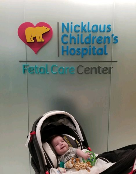 Adrien was the first baby born at Nicklaus Children's Hospital in his car seat in front of the Fetal Care Center