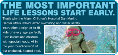 Text with image of girl swimming